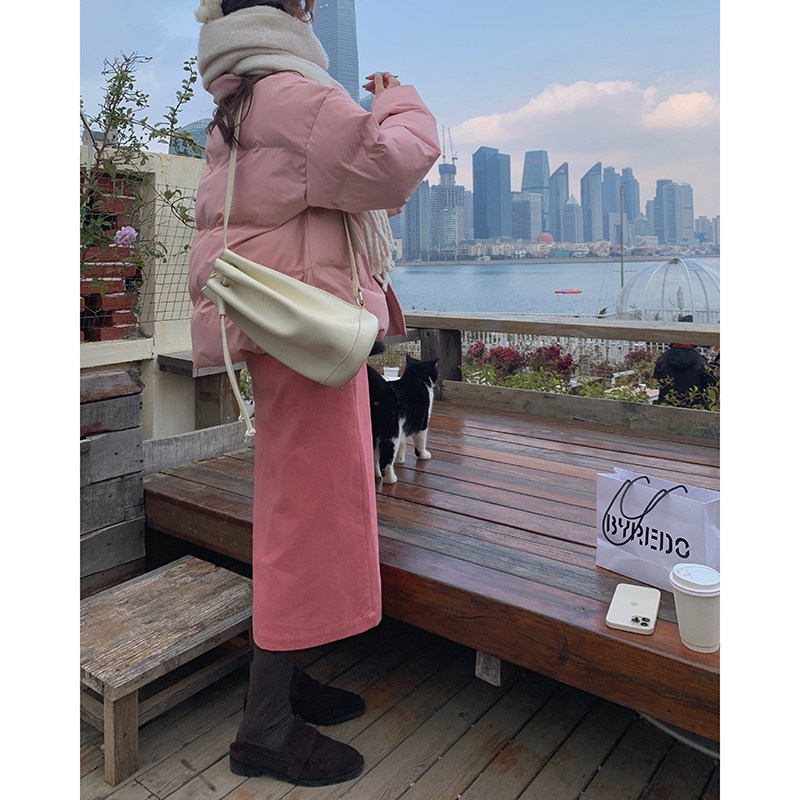 Baishui Girl White Duck Down Bread Down Jacket Women 2020 New Spring and Autumn Korean Version Loose Thick Stand Collar Top