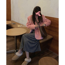 White water female floral dress Female spring and autumn Korean version temperament stacked design niche suspender over-the-knee dress