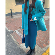 White water womens high waist split skirt womens spring and Autumn new temperament wild crotch cover long over-the-knee skirt