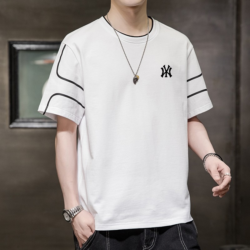 Выходная футболка с короткими рукавами, мужская летняя новая модная футболка свободного кроя для пары, спортивный универсальный топ большого размера