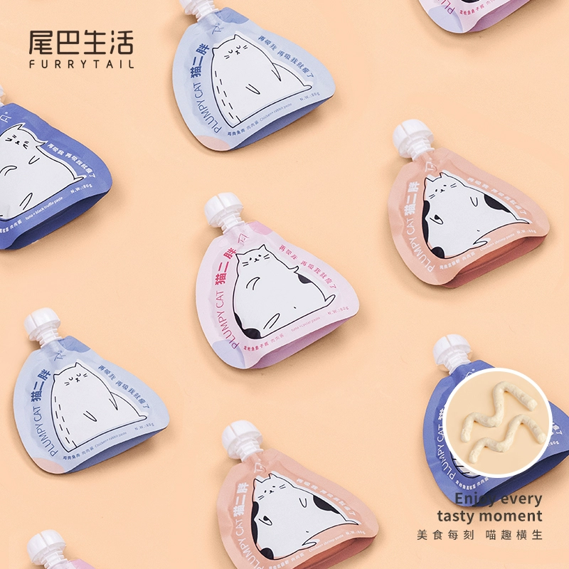 FURRYTAIL Đuôi cuộc sống Mèo Er Mỡ Mỡ Mỡ Thịt Sốt Dinh dưỡng Mèo Dải Đồ ăn nhẹ Thịt mèo Bùn tươi Thức ăn ướt Vỗ béo - Đồ ăn nhẹ cho mèo
