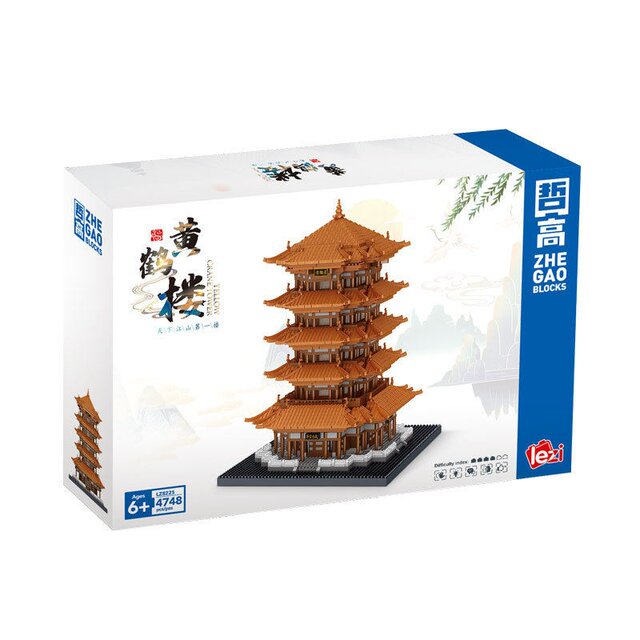 New product Zhegao LZ8225 Yellow Crane Tower assembled building blocks micro-particle educational toys Tiananmen building children's gift