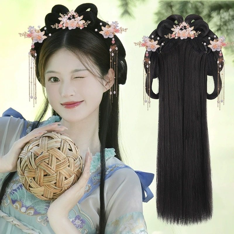 汉服假发一体式发箍:古风美少女变身秘籍,让你一秒穿越回古代!-发包-淘宝好物网