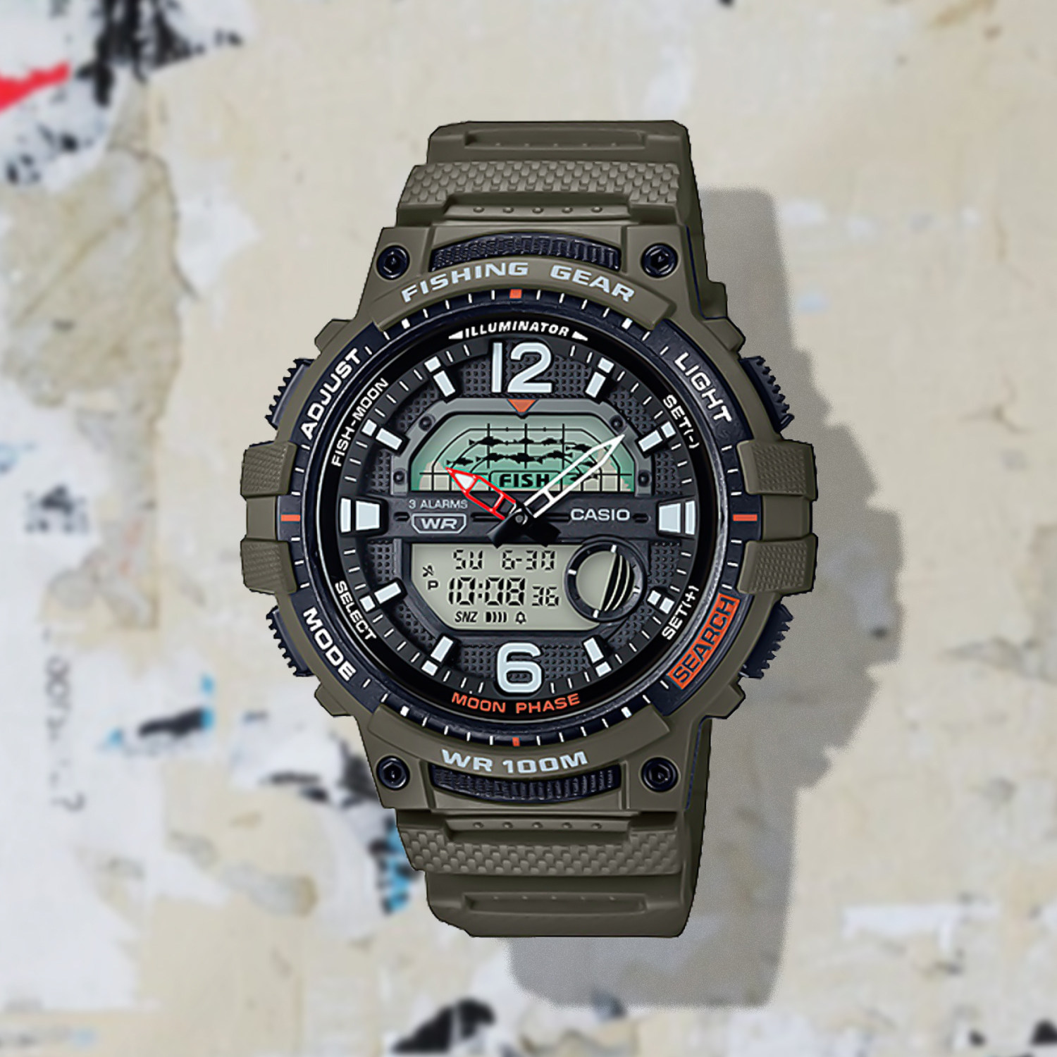 卡西欧CASIO潮汐月相双显钓鱼爱好者防水手表男WSC-1250H-1A/2A3A评价- 淘宝网