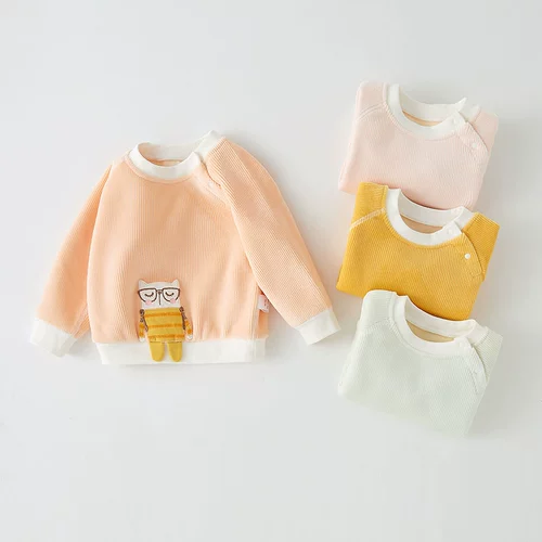 Детский утепленный осенний демисезонный раздельный удерживающий тепло милый комплект, высокая талия