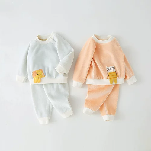 Детский утепленный осенний демисезонный раздельный удерживающий тепло милый комплект, высокая талия