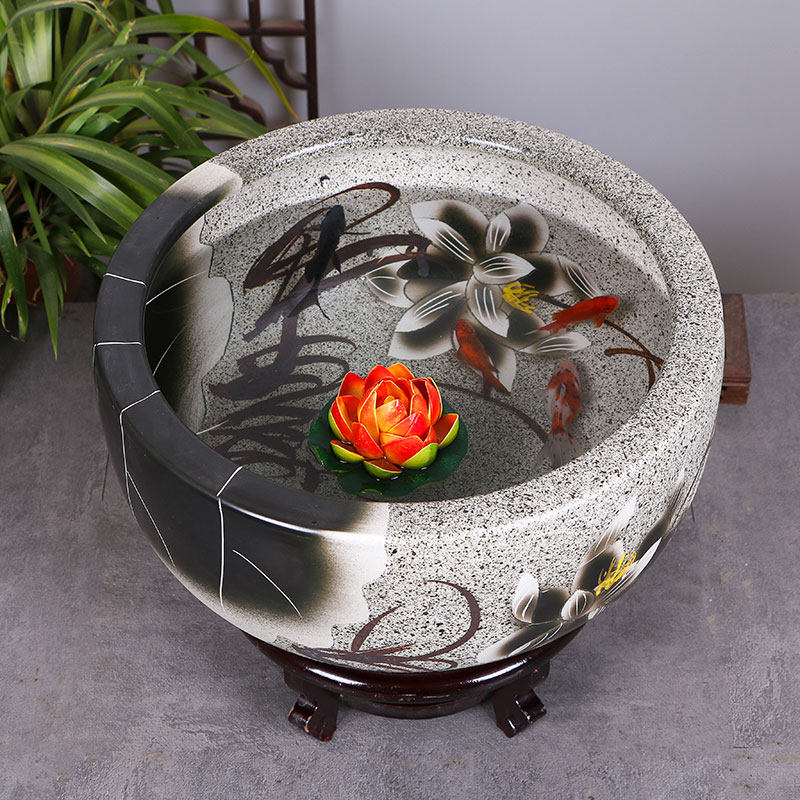 景德镇陶瓷金鱼鉢 景德镇陶瓷金鱼缸：阳台、办公室、客厅的完美装饰，让你的生活美如画