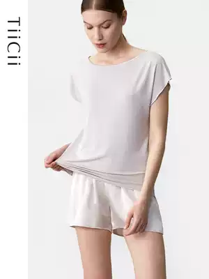 TiiCii untraceable simple modal T-shirt ladies can wear short sleeved round neck pajamas thin home clothes in summer