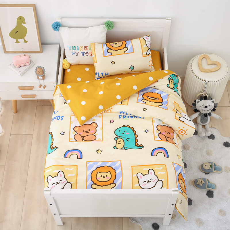 Kindergarten quilt three-piece set futon cotton cartoon children six-piece set baby into the park nap quilt bedding