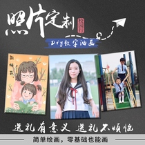 diy digital oil painting photo custom hand-filled color painting creative graduate day gift hand-painted decorative painting