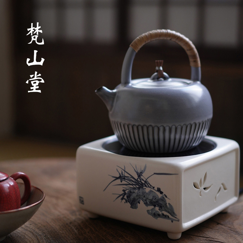 The Vatican hill hall soda glazed pottery pot of boiled tea teapot electric TaoLu jingdezhen white clay manual open piece of kung fu tea pot