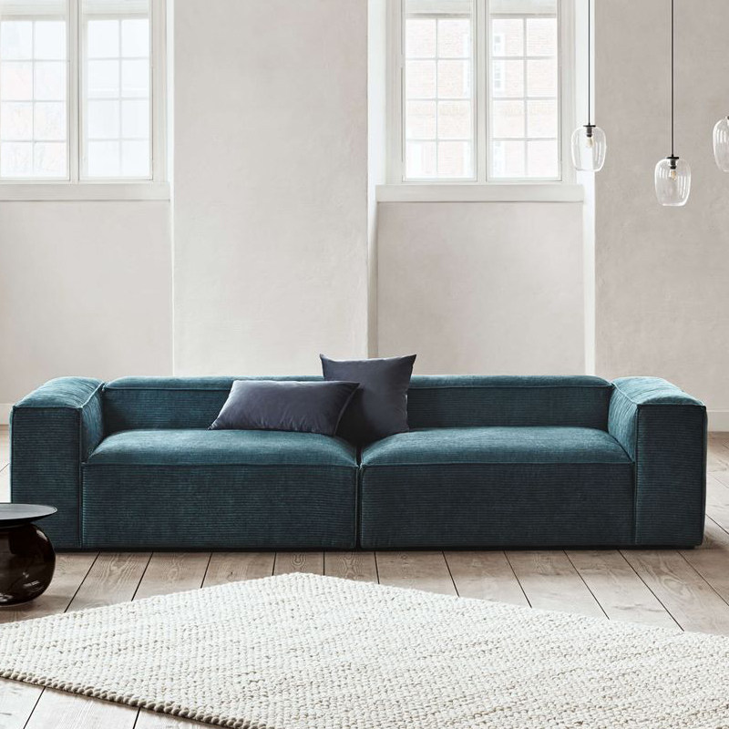 Nordic style simple modern corduroy fabric sofa small three-seater double combination living room internet red