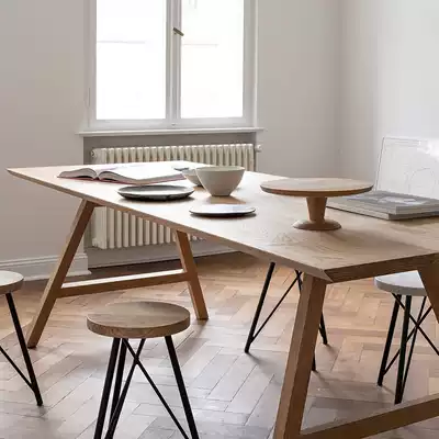Nordic minimalist home dining table and chair combination small apartment full solid wood dining table oak table modern rectangular dining table