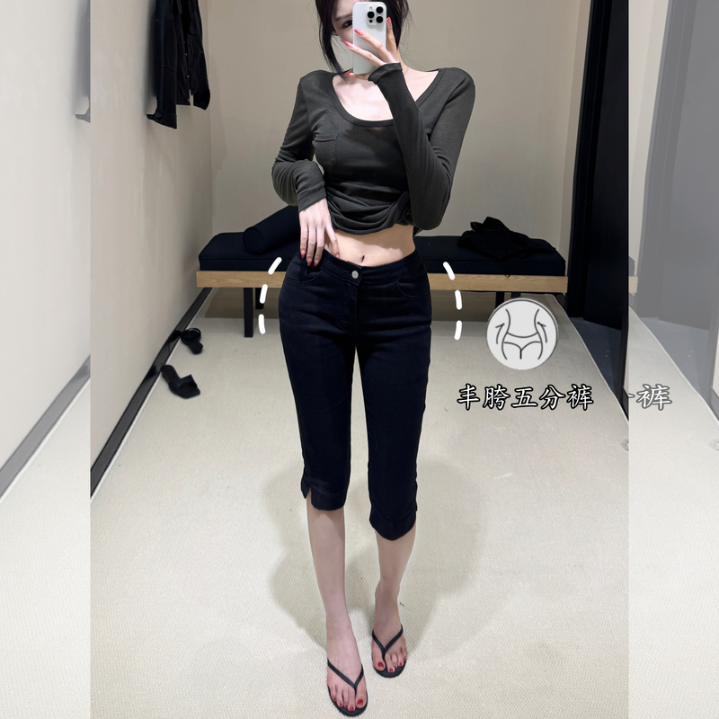 Li Li's Five-Point Capri Pants for Women, 2026 Summer New Style, Black, Hip-Enhancing, Slim-Fit, Stretchy, Butt-Lifting Denim Shorts Li Li's Five-Point Capri Pants for Women, 2026 Summer New Style, Black, Hip-Enhancing, Slim-Fit, Stretchy, Butt-Lifting Denim Shorts