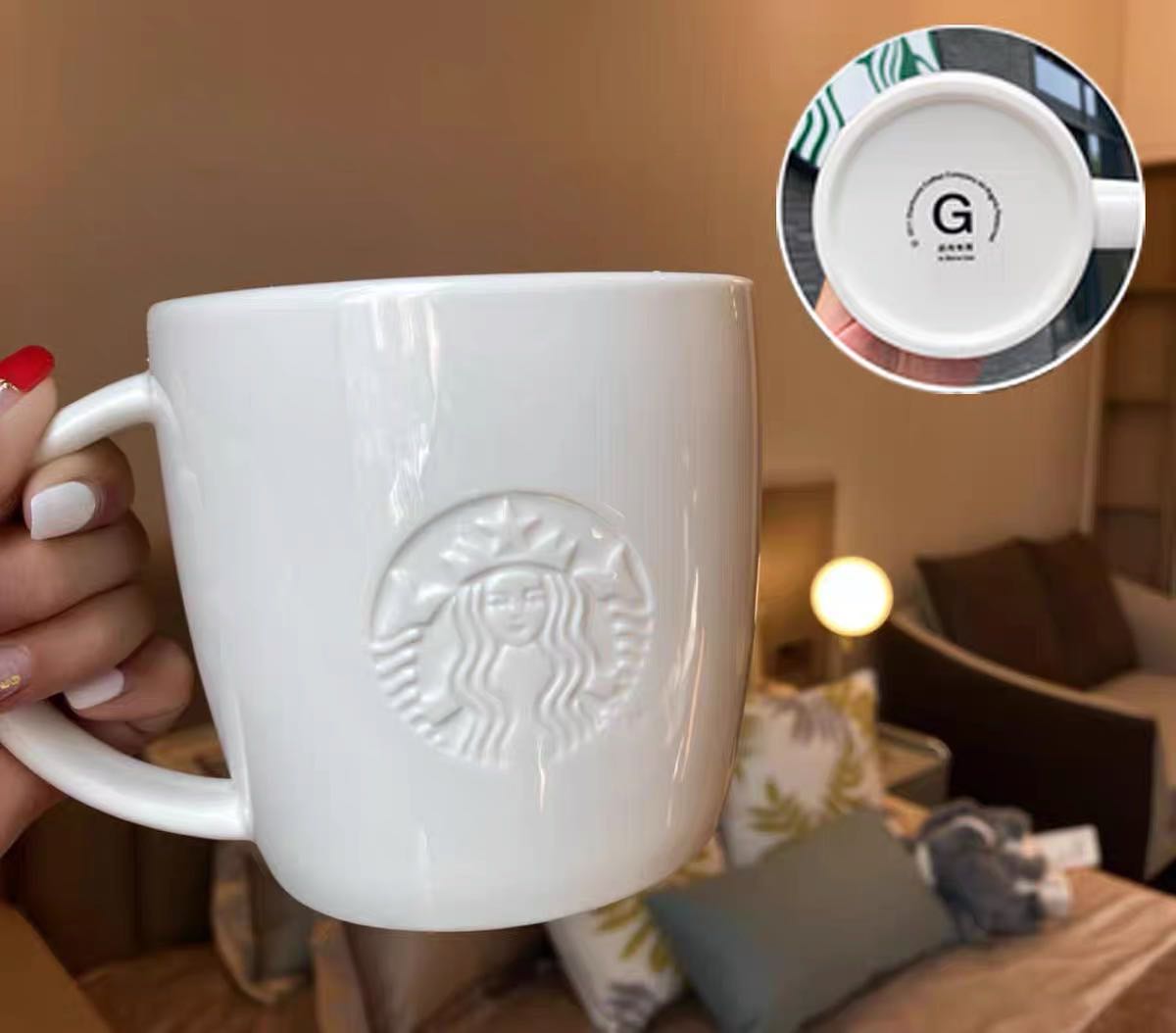 Starbucks Classic Ceramic Cup White Store Special Mug Mermaid Water Cup Embossed logo Large Capacity Cup