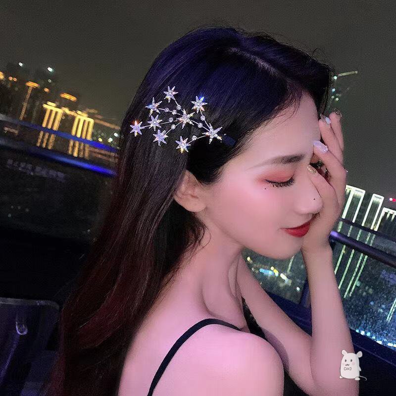 Side Refinement South Korea Streaming Sea Bright Drills Accessories Hair Clip Female Overhead Nets Red 2020 New Korean Version Fashion Pop
