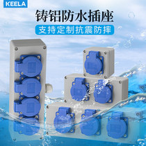 Waterproof socket Waterproof box Outdoor power supply rainproof switch Outdoor surface mount socket box Cast aluminum metal five-hole panel