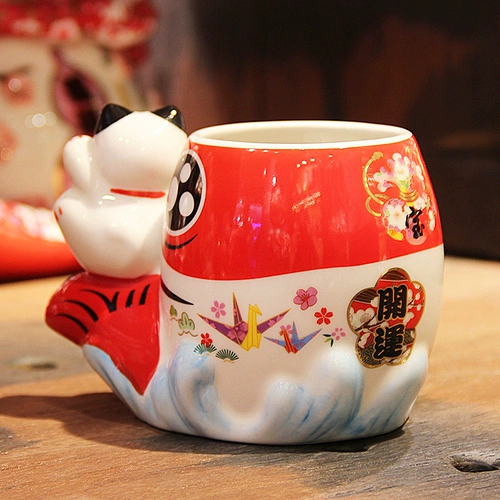 普大堂 Держатель для ручек, милая керамическая коробка для хранения, на удачу