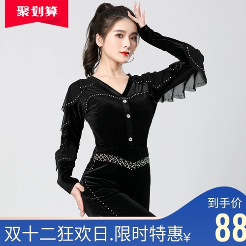 DL Delded High -end Gold Velvet Hot Brick Practice Modern Dance Girl New Range Spring Long Rineve Contest Service