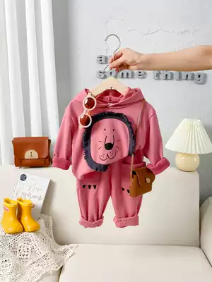 Girls sports set autumn 2021 new children Spring and Autumn hooded sweatshirt two-piece children's clothing