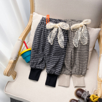 Girls pants autumn and winter plus velvet 2021 New Baby wearing cotton pants foreign style childrens casual pants padded trousers