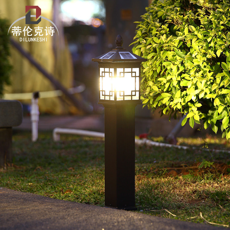 Lawn lights outdoor waterproof new Chinese garden villa park grass courtyard home yard super bright solar lights