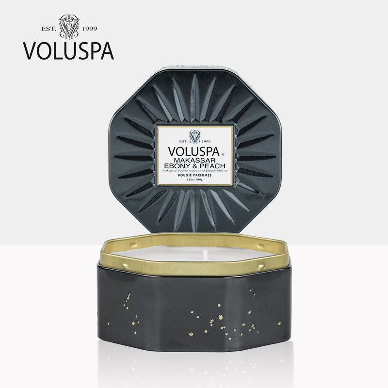 Voluspa Gold-Plated Silver Series Octagonal Tin Can Smokeless Bedroom Soothing Sleep Scented Candle Birthday Gift