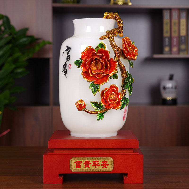 Jade Vase Pendulum enamel Enamel Color Crafts Gift Hem Living-room Xuanguan TV Cabinet Wine Cabinet Decorations Newlyweds Wedding Gifts