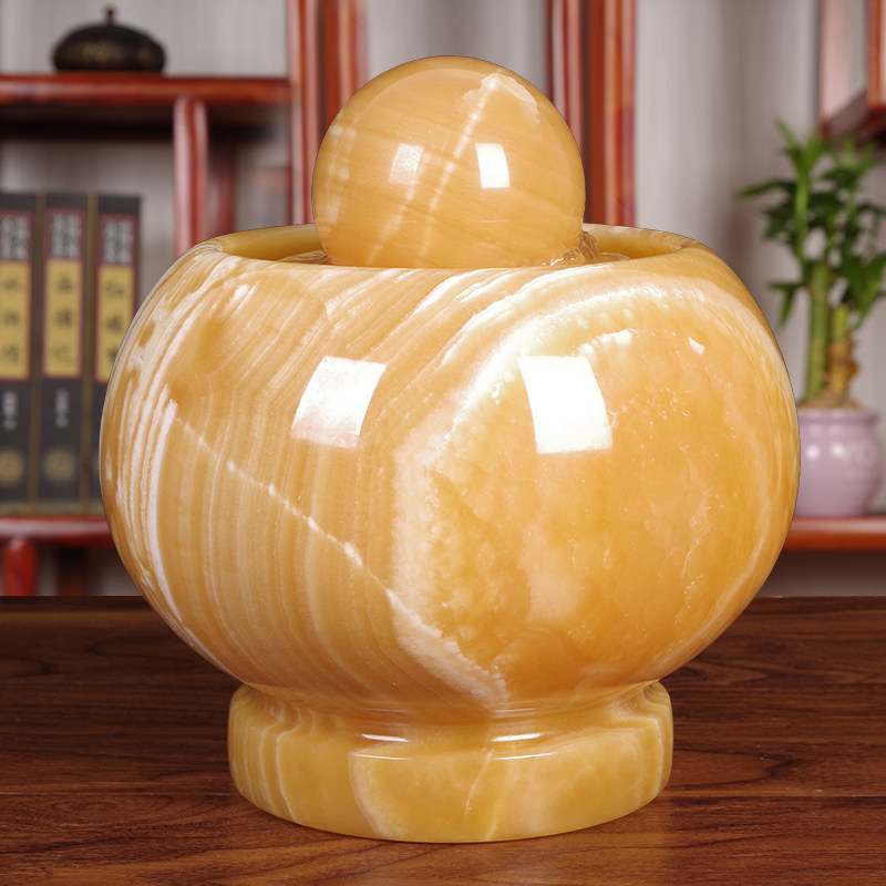Natural Jade Transshipment Ball Hand Work Engraving for Caiyuan Treasure Pendulum Pieces Office Desktop Genguan Living-room Chinese Gift