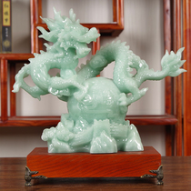 Dragon Pendulum Pieces Jade Green Dragon Handicraft Sheng Xiao Dragons Adornment Office Xuanguan Living Room Shop Dragon Furnishing