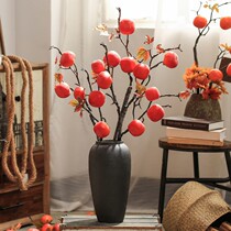 Every wishful persimmon simulation flower plus vase porch living room TV cabinet fake flower decoration high-end high-quality