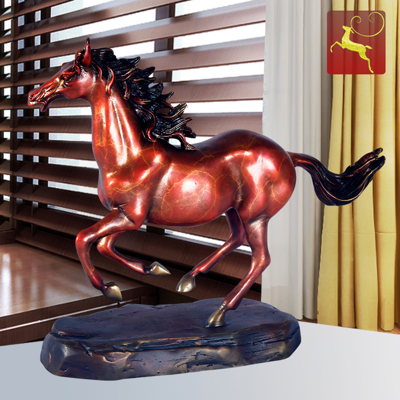Copper horse ornaments Living room horse to success Office study table Home decoration craft Housewarming opening lucky gifts