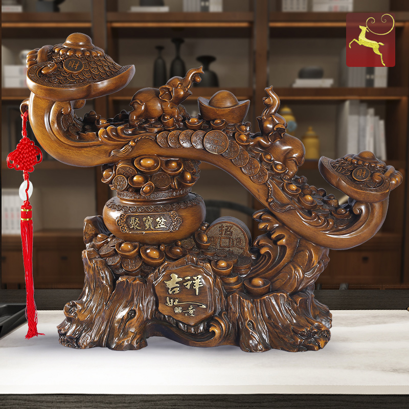 Auspicious and wishful elephant decoration lucky treasure pot housewarming home furnishings modern Chinese wine cabinet living room decorations