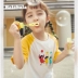 Mini Barabara Kids Girls T-shirt Trẻ em Pure Cotton Tay ngắn 2020 Mùa hè Trẻ em thấm hút mồ hôi Thể thao hàng đầu - Áo thun