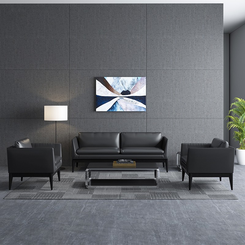 Office sofas tea table Composition Small business sofa Leisure Guest Leather Art Sofa Simple Office Sofa