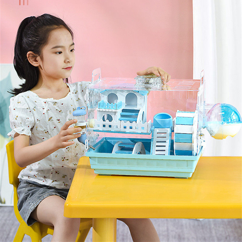 Cute darling bag Barn Squirrel Cage Gold Silk Bear Cage Nest Acrylic Double Cage Large Villa package Supplies Toys