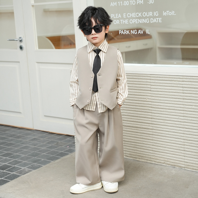 Children's Formal Suits for Boys, Stylish Flower Boy Host Suits, Baby Stage Performance Outfits, Birthday Photography Outfits