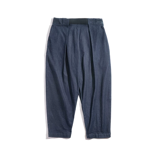 Японские ретро синие джинсы на липучке, штаны, эластичная талия