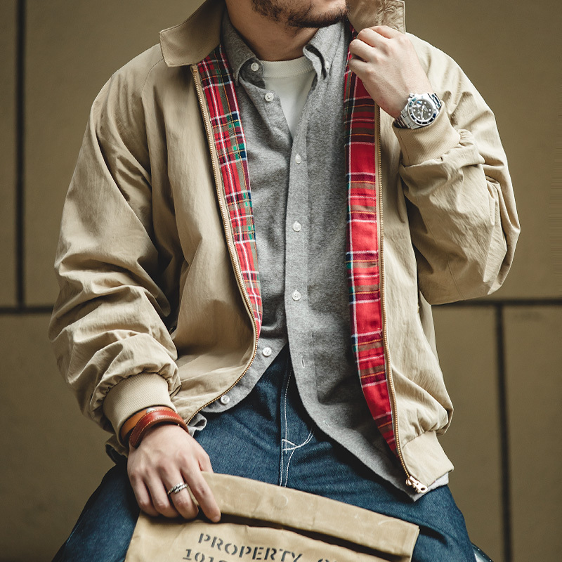Madden Workwear American Retro Stand Collar G9 Harrington Jacket Vintage Biker Harrington Coat Men's Spring