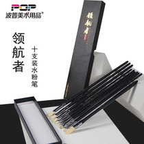 Poop Official Piloter Art Examination Special Water Powder Pen 10 Branched Watercolor Propylene Oil Painting Special Sector Pen Plate Brush