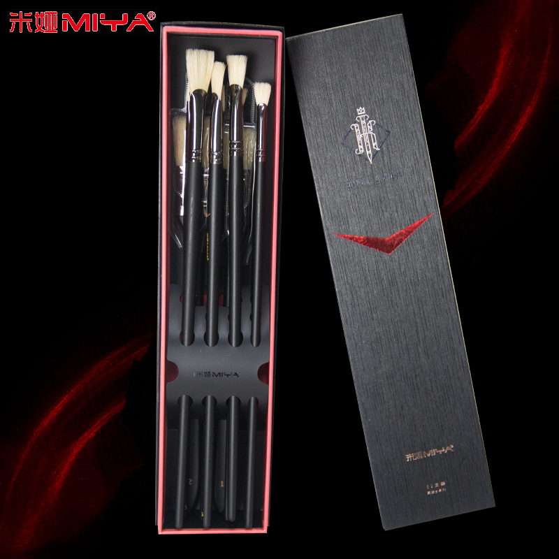 Popp Official Miya Black Rider Watercolor Pen 11 Loaded Water Powder Paintbrush Suit Fine Arts Students Special Art Examination Sector Pen Brush Watercolor Propylene Oil Paintbrush Children Color Watercolor Pen Suit