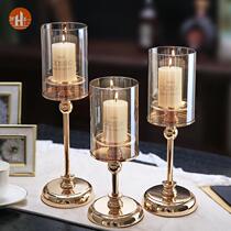 2021 Candle tray Round Nordic household candlestick Retro multi-head luxury romantic candlelight dinner prop decoration