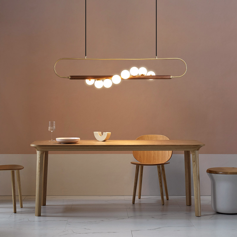 Light Love House - Joy] Walnut Wood Copper Light Dining Room Bar Lamp Simple Modern Tea Room Nordic Chinese Chandelier