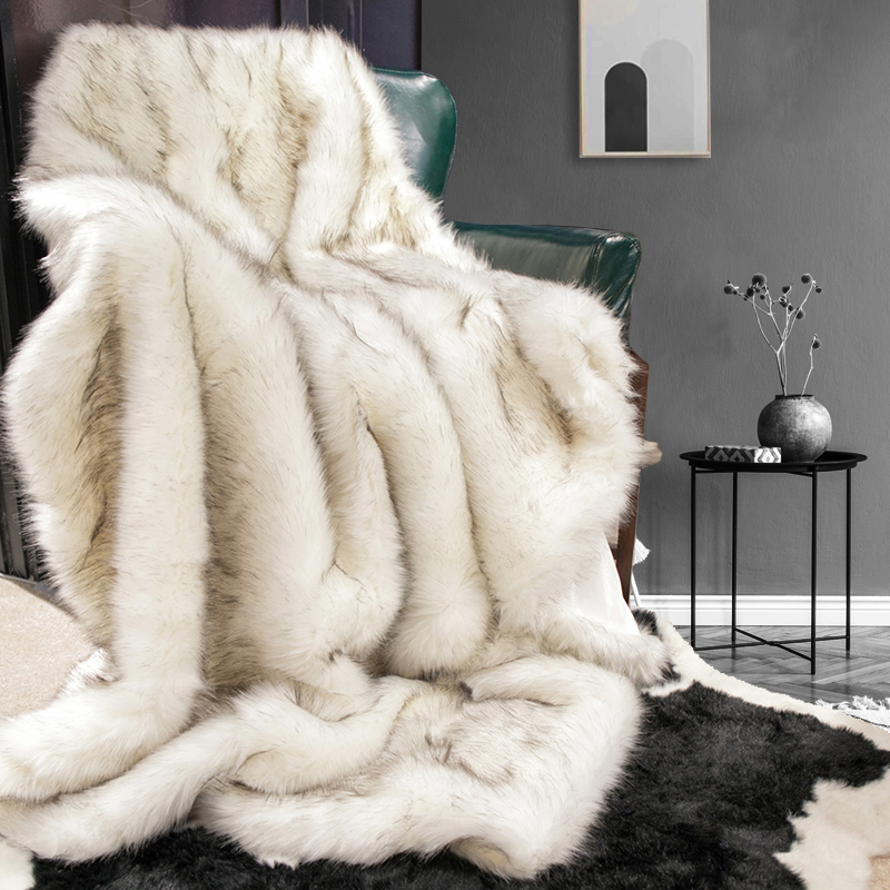 Imitation Fox Fur Blanket, Artificial Fur Blanket, Nordic Light Luxury Imitation Fur Blanket, Home Decoration Blanket, Bedroom Thickened Throw Blanket