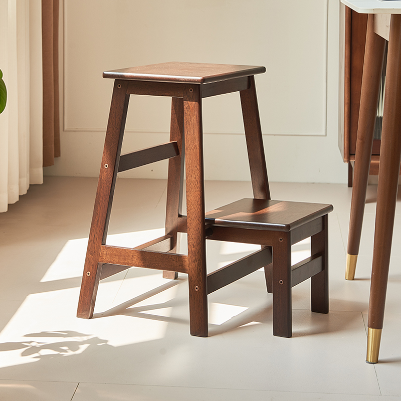Real Wood Ladder Stool Foldable Stool Home Creative High Bench Two Steps Bench Step Stool Multifunction Small Stool-Taobao