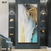 Original modern hand-painted abstract oil painting porch living room aisle light luxury gold foil decorative painting vertical atmospheric custom painting