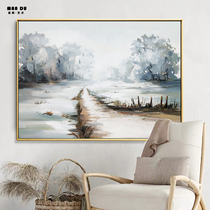 Modern minimalist scenery hand-painted oil painting corridor Living room Xuanguan horizontal version Decorative Painting Aisle Abstract Botanical Tree Hanging Painting