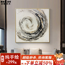 Hand Painted Genguan Oil Painting Corridor Aisle Hotel Hung Painting SILENT WIND BLACK AND WHITE GREY MINIMALIST LIVING-ROOM DECORATION PAINTING SQUARE