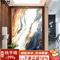 American light lavish hand-painted oil painting Xuanguan Decorative Painting Dining Room Living Room Background Wall Orange Ensemble of Sharp Ground Painting