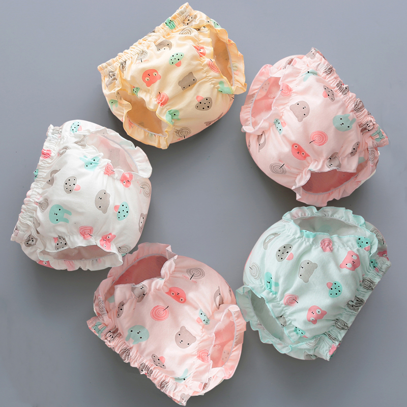Baby girl cotton underwear summer 0-3 years old 1 baby children's bread pants 2 girl baby infants do not clip pp girls